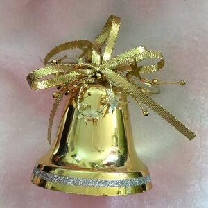 Shiny Gold Bell Ornament with Ribbon